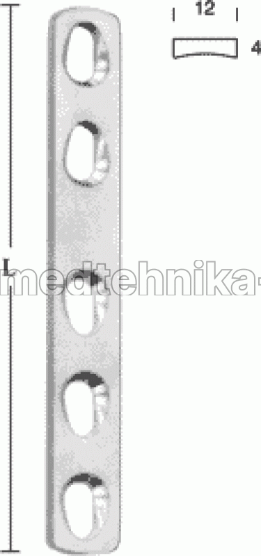 Пластина прямая узкая 12х4 мм, дл. 103 мм, 6 отв.